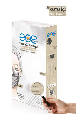 Eos Medical Tip IIR Meltblown Filtreli 3 Katlı SİYAH Renkli Cerrahi Yüz Maskesi - 50 Adet